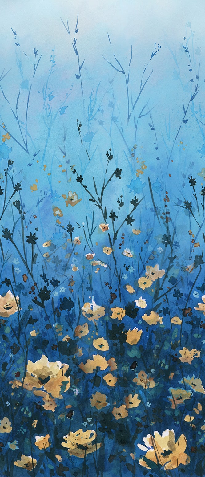 Behind Blue Eyes: REACHING FLORAL PEACOCK fabric (1/2 yd)