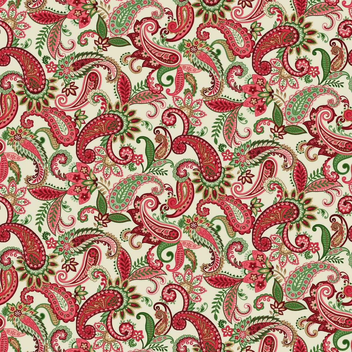 Holiday Feather & Flourish Paisley Cream fabric | 9264-44 Cream