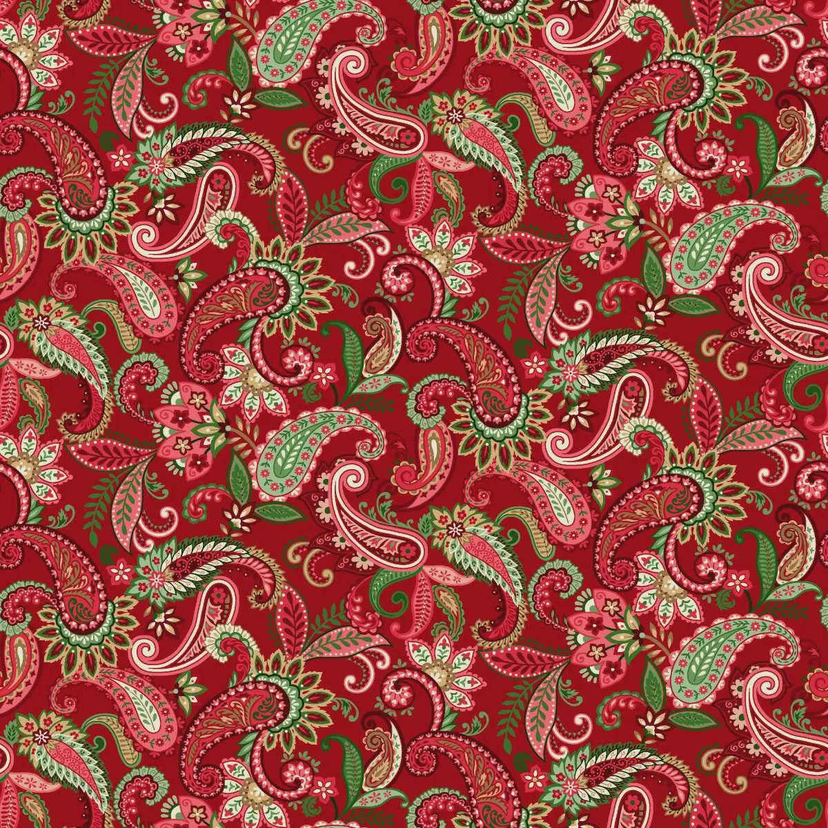 Holiday Feather & Flourish Paisley Red fabric | 9264-88 Red