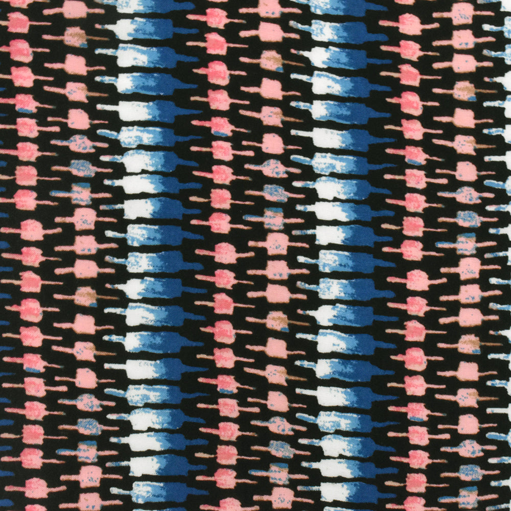 Pink-Blue-Multi Tribal PrintedRayon Challis Woven Fabric