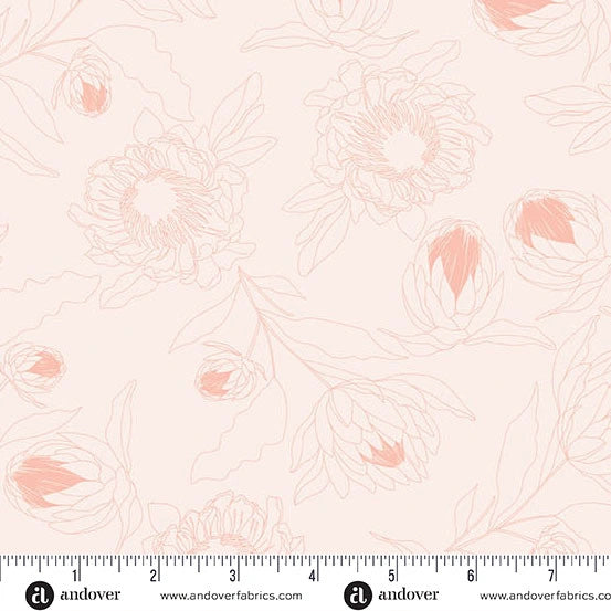 Color Me Whispered Light Salmon Protea Whisper Fabric Yardage