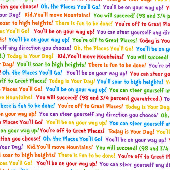 A Little Dr. Seuss Words White Dr. Seuss Enterprises Robert Kaufman Cotton FabricRK-ADE-20824-1