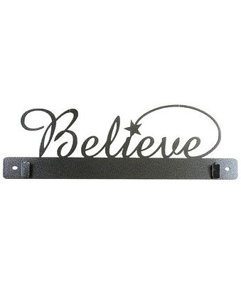 14-inch BELIEVE Quilt Holder with Clips - Charcoal