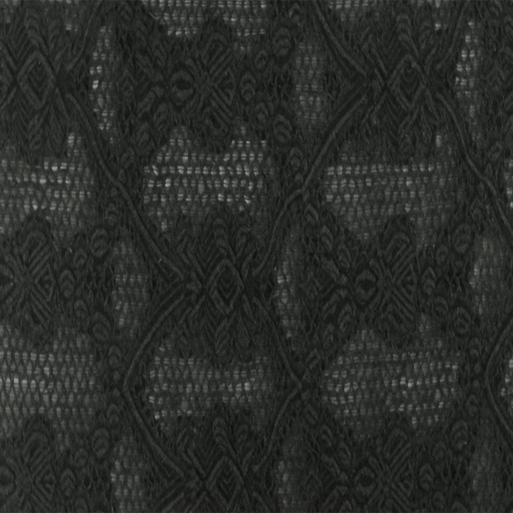 Matte Black Fancy Trellis Jacquard Woven Fabric