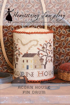 Acorn House Pin Drum Cross Stitch Pattern by Heartstring Samplery