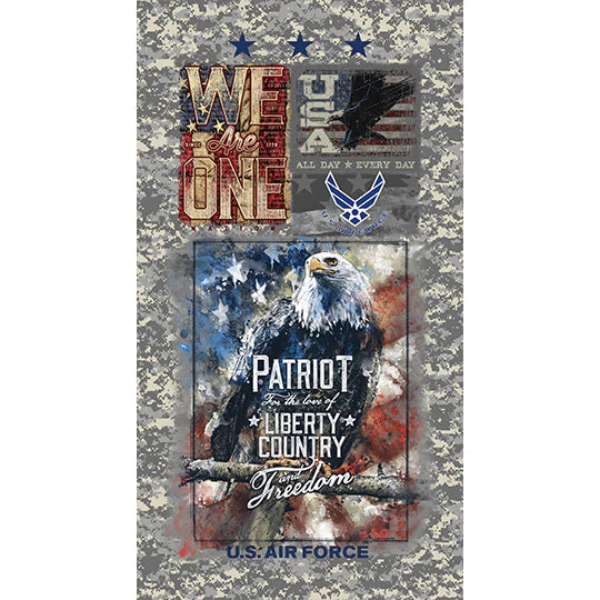 Air Force Armed ForcesMilitary Panel 24" Sykel Enterprises Cotton Fabric SYK-1337-AF