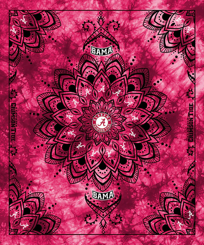 Alabama Crimson Tide NCAA Collegiate Tapestry Finished Panel 48"x56" Red Sykel Polyester Minky Fabric AL-1360
