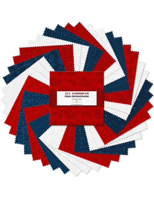 All American 5" Squares Karat Gems Wilmington Prints Cotton Fabric WP-507-34-507