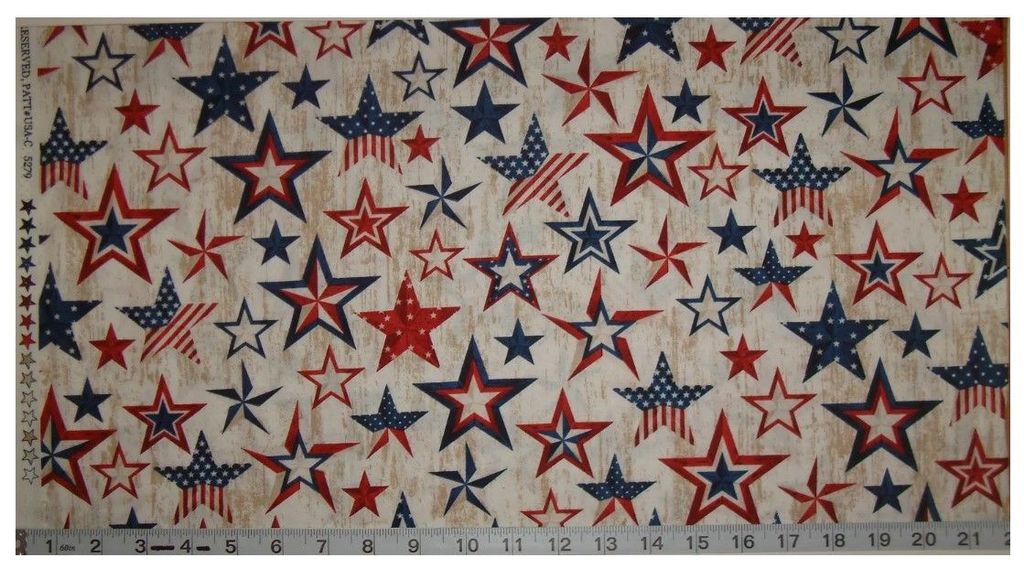 American Pride Americana Stars Natural Timeless Treasures Cotton Fabric TT-C5279-Natural