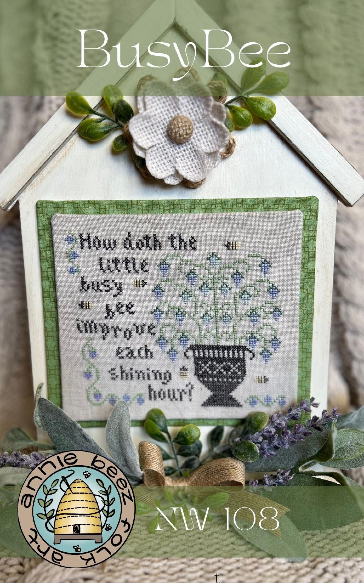 SALE Busy Bee Cross Stitch Pattern by Annie Beez Folk Art Physical Copy