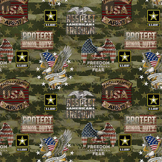 Army Military Camo USA Flag Sykel Enterprises Cotton Fabric SYK-1338-A