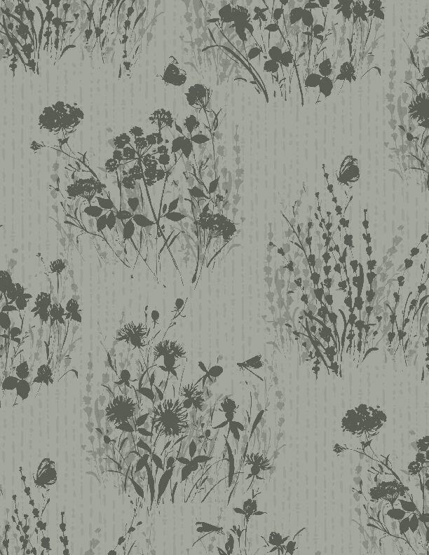 Au Naturel Floral Silhouettes Green Lisa Audit Wilmington Prints Cotton Fabric WP-3041-17819-777