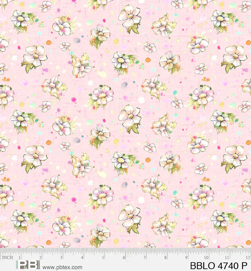 Boots and Blooms - Sillier than Sally Designs - running yardage - per yard - by P&B Textiles - Medium Floral on Pink - BBLO-4740 -P