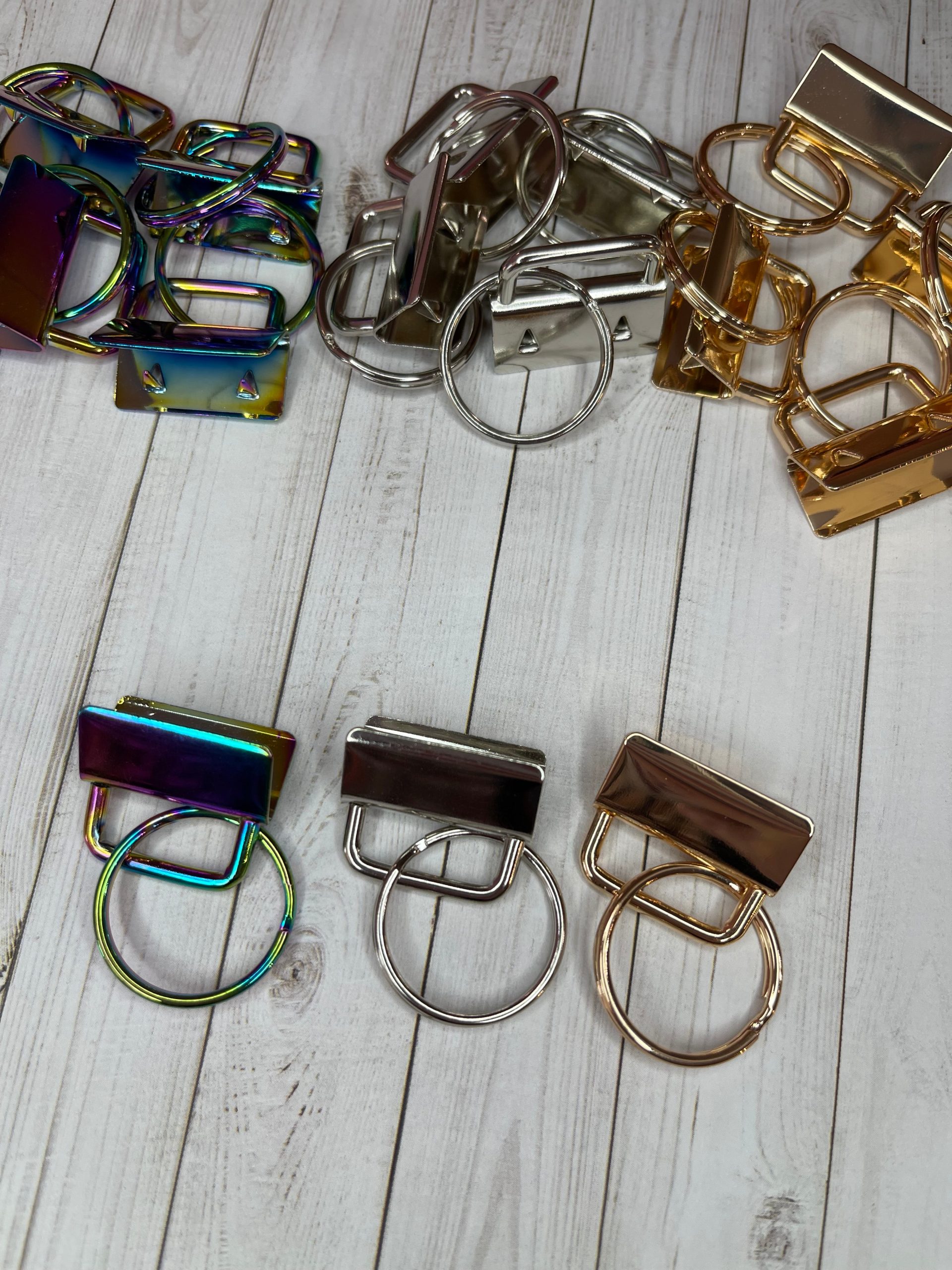 1" Keyfob Hardware - 5 Pieces (Silver - Gold - Rainbow)