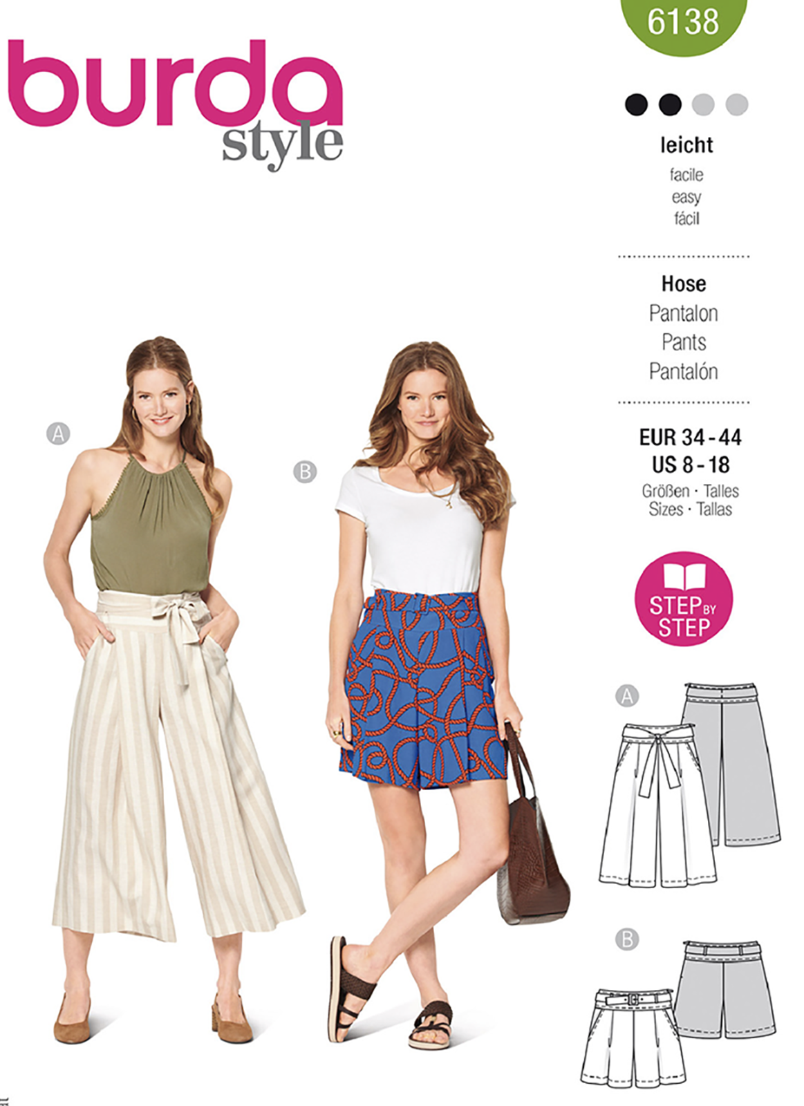 Burda 6138 -Misses' Culottes & Trousers Sewing Pattern