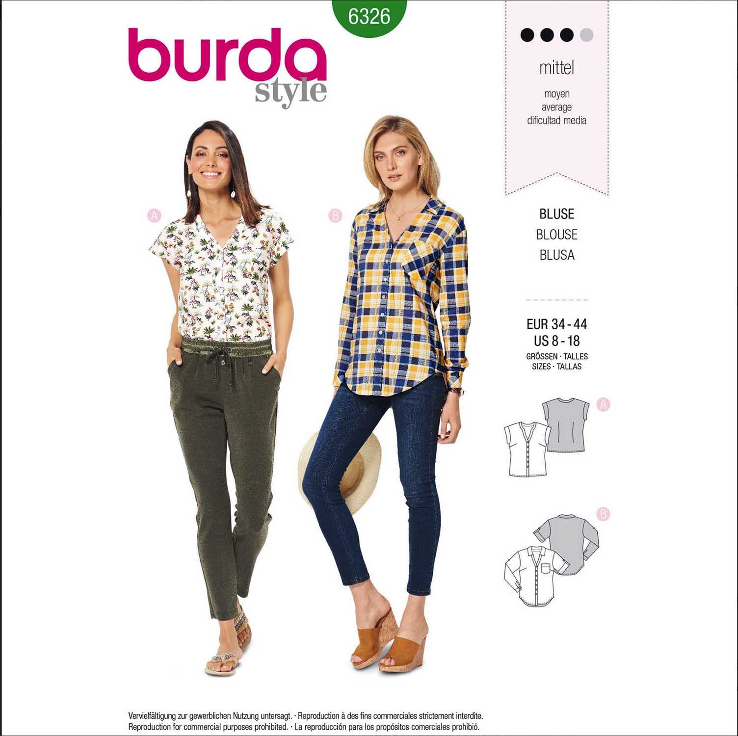 Burda 6326 - Misses' V-Neck Shirt Sewing Pattern
