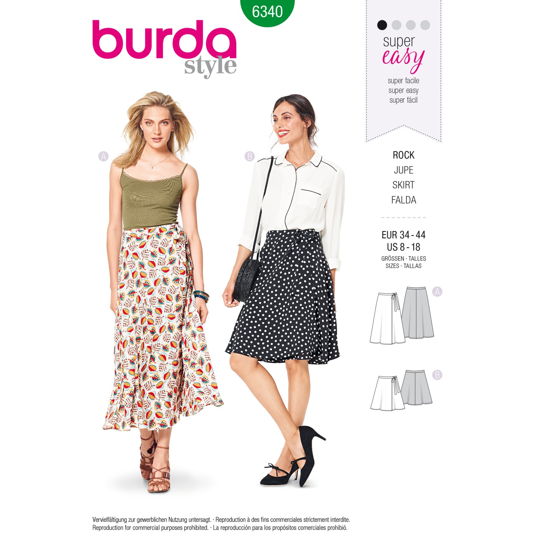 Burda 6340 - Burda Easy Misses' Wrap Skirt Sewing Pattern