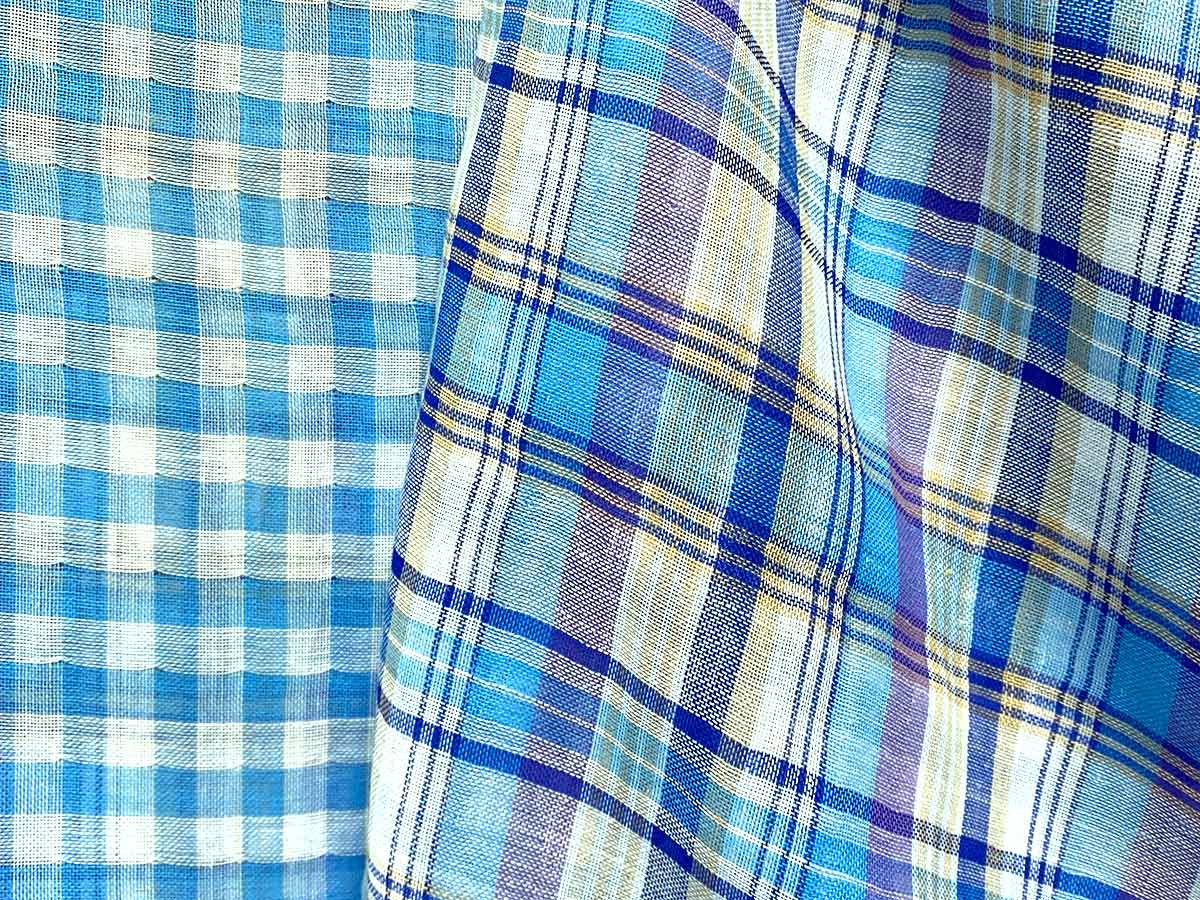 Beachcomber Reversible Cotton Gauze Fabric - Color combo 06 Sky + White