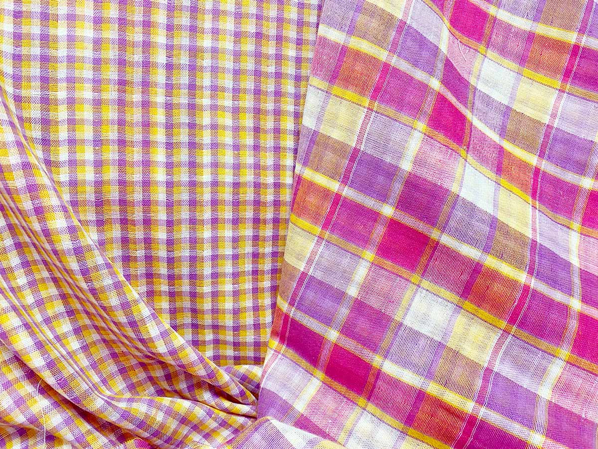 Beachcomber Reversible Cotton Gauze Fabric - Color combo 11 Mango + Violet
