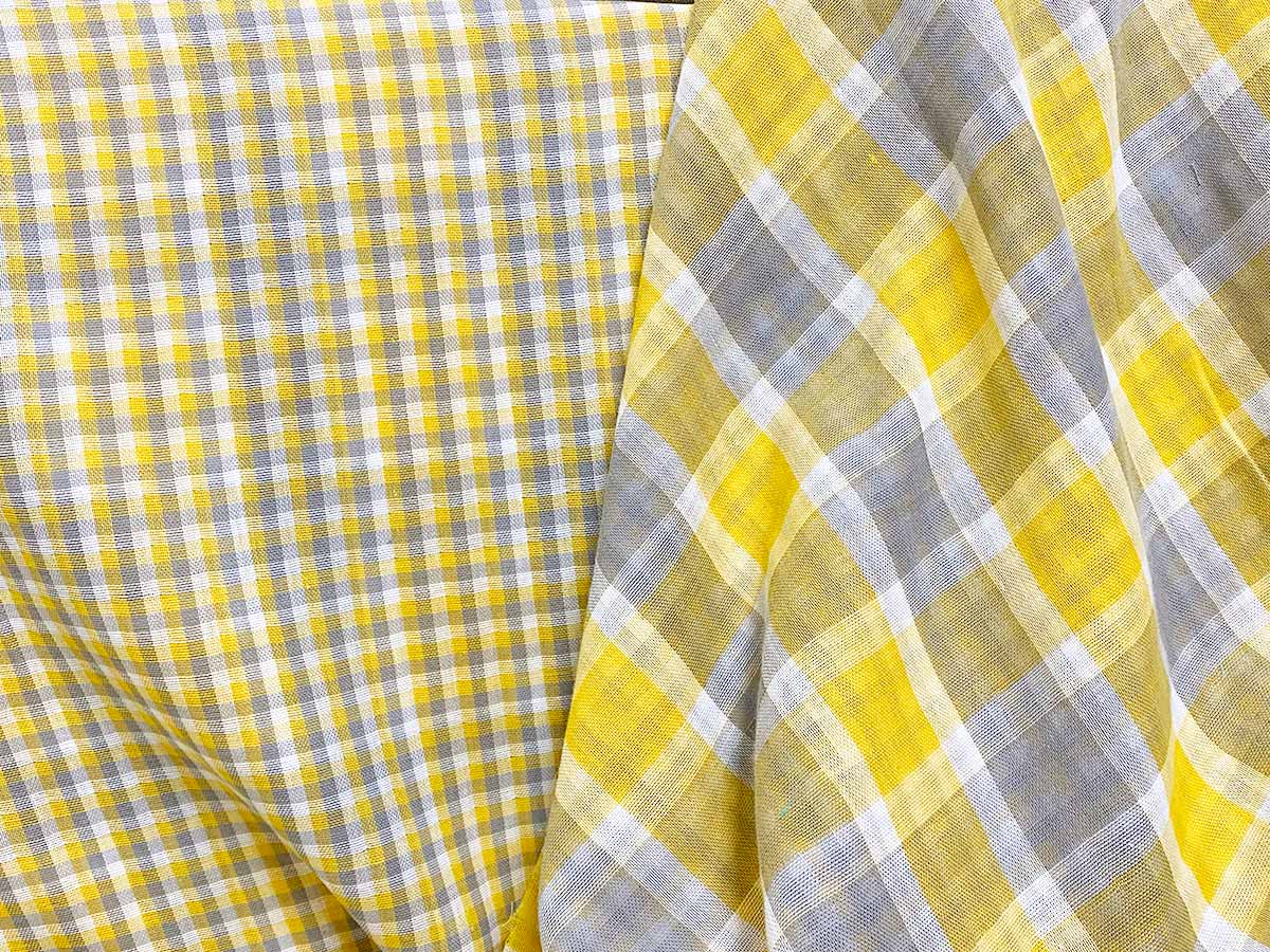 Beachcomber Reversible Cotton Gauze Fabric - Color combo 13 Saffron + Gray