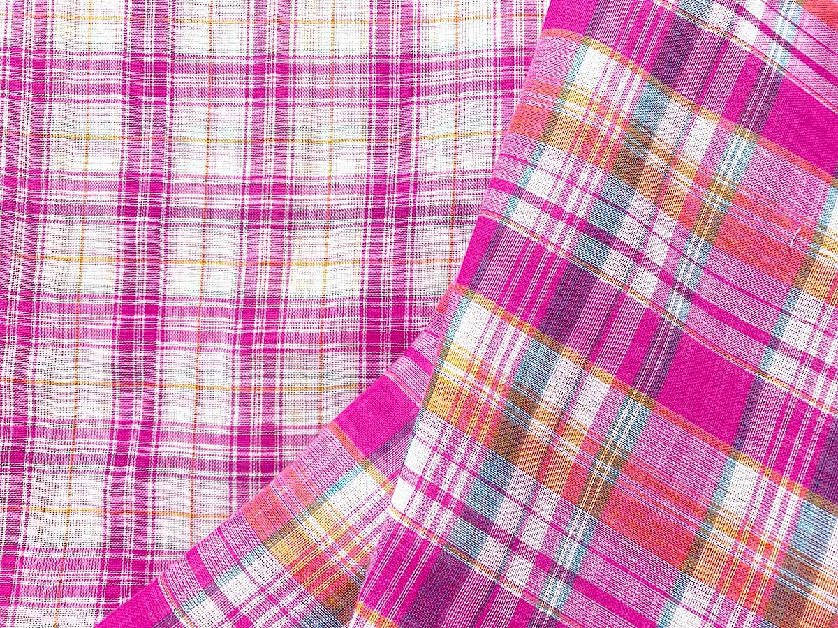 Beachcomber Reversible Cotton Gauze Fabric - Color combo 20 Fuchsia + Mango