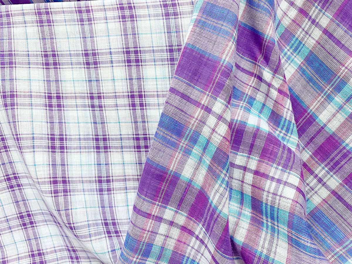 Beachcomber Reversible Cotton Gauze Fabric - Color combo 23 Purple + Blue