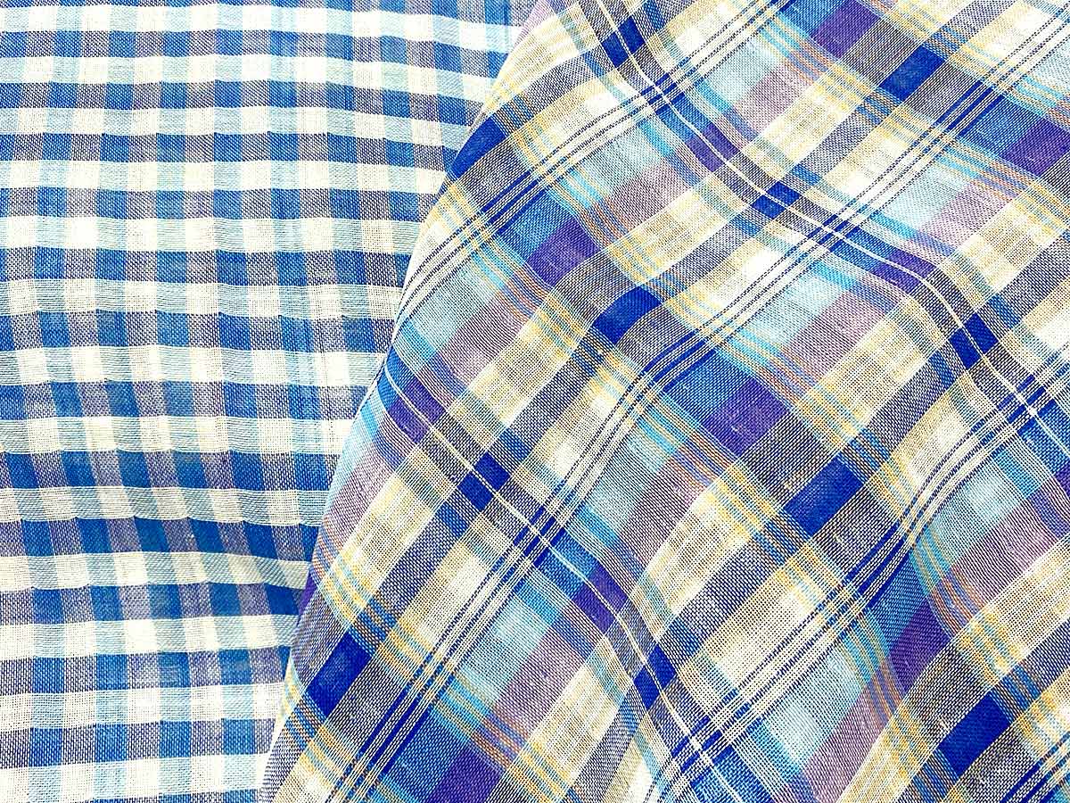 Beachcomber Reversible Cotton Gauze Fabric - Color combo 04 Blue + White