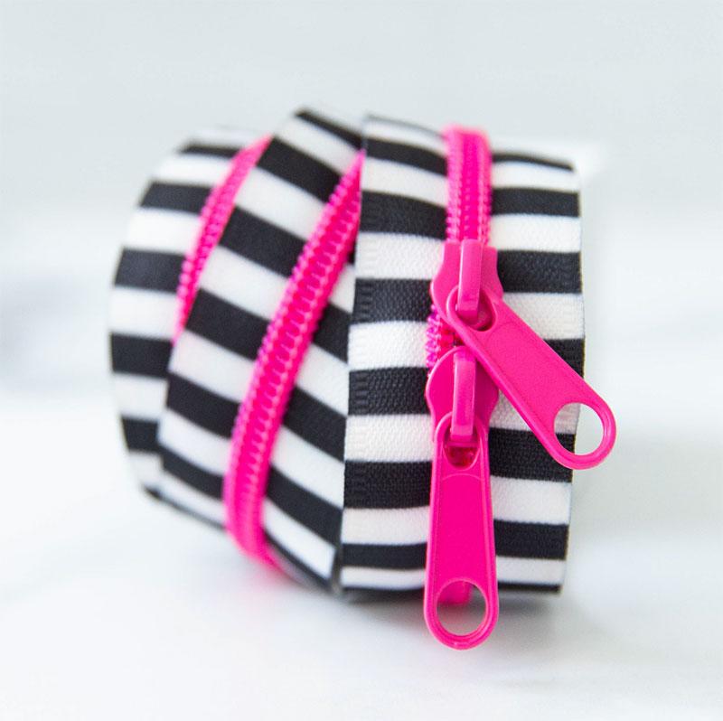Black & White 30'' Zipper Pink Stitch Supply Co SSC-Z01