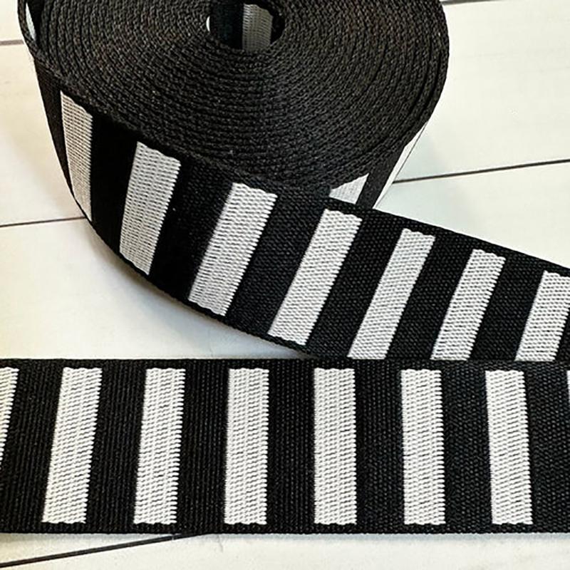 Bold Stripe Web 1.5" Black White (Sold per Yard) Stitch Supply Polyester SSCWEB-03