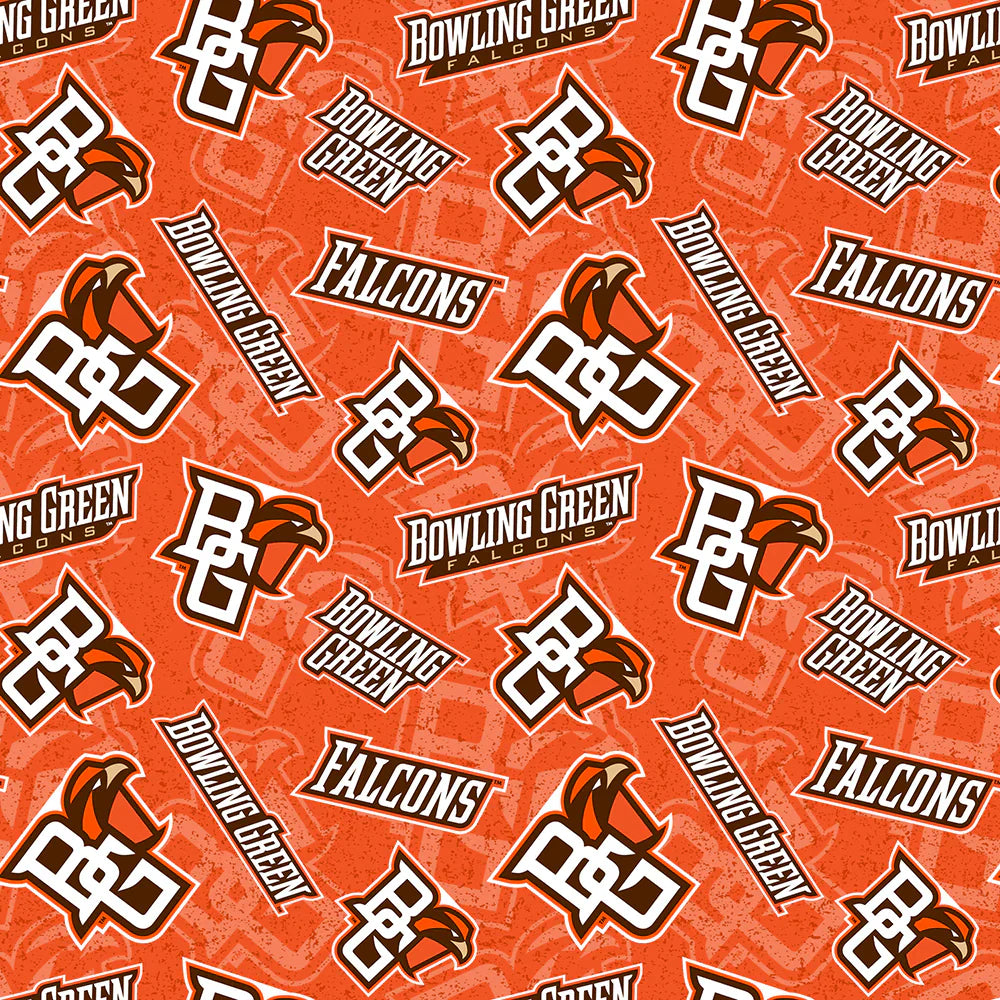 Bowling Green State Falcons NCAA College Tone on Tone Sykel Cotton Fabric BOW-1178