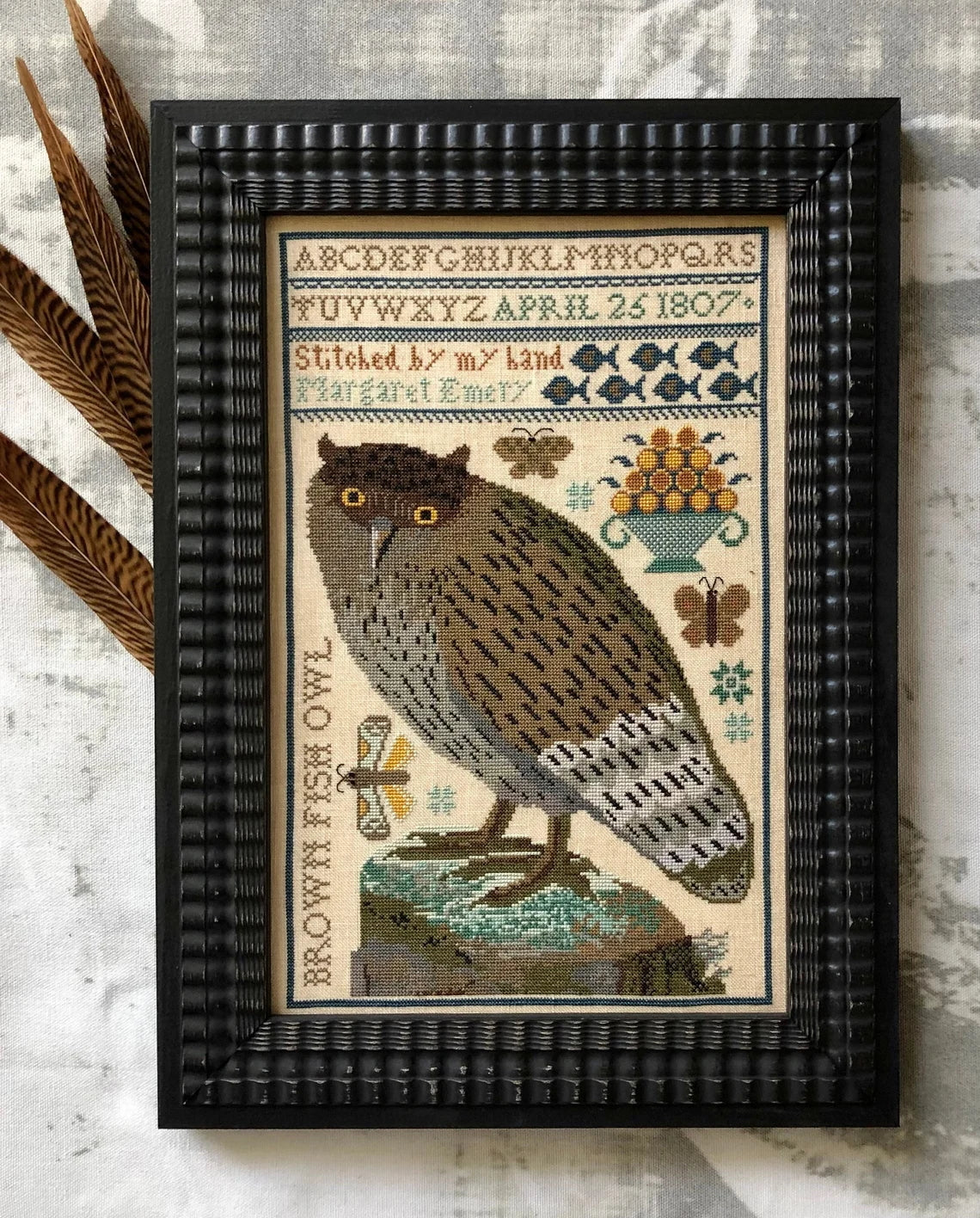 Brown Fish Owl Cross Stitch Pattern Kathy Barrick