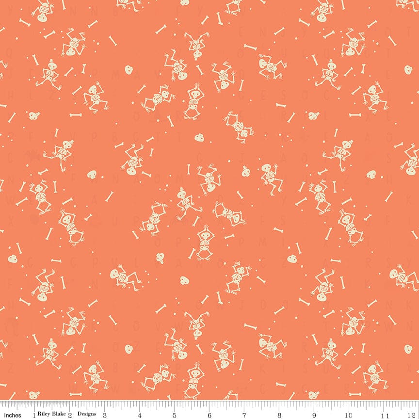 Tiny Treaters - Skeleton - Orange - Per Yard - by Jill Howarth for Riley Blake Designs - Halloween - C10483 ORANGE