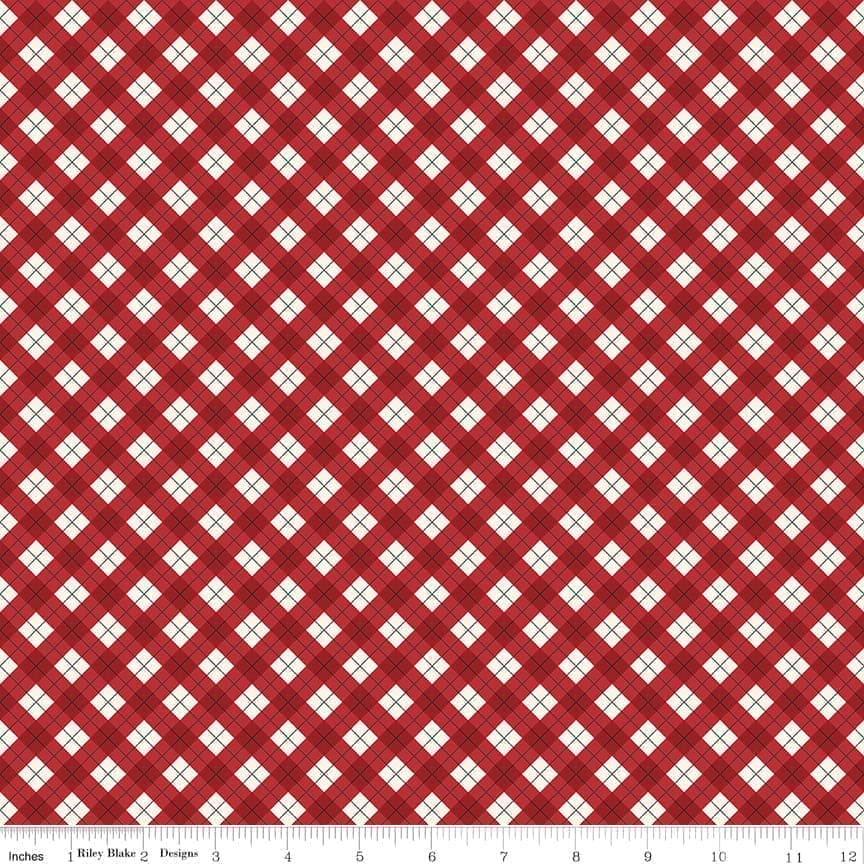 Woodsman - per yard - by Lori Whitlock for Riley Blake Designs - bias plaid - C13765 RED