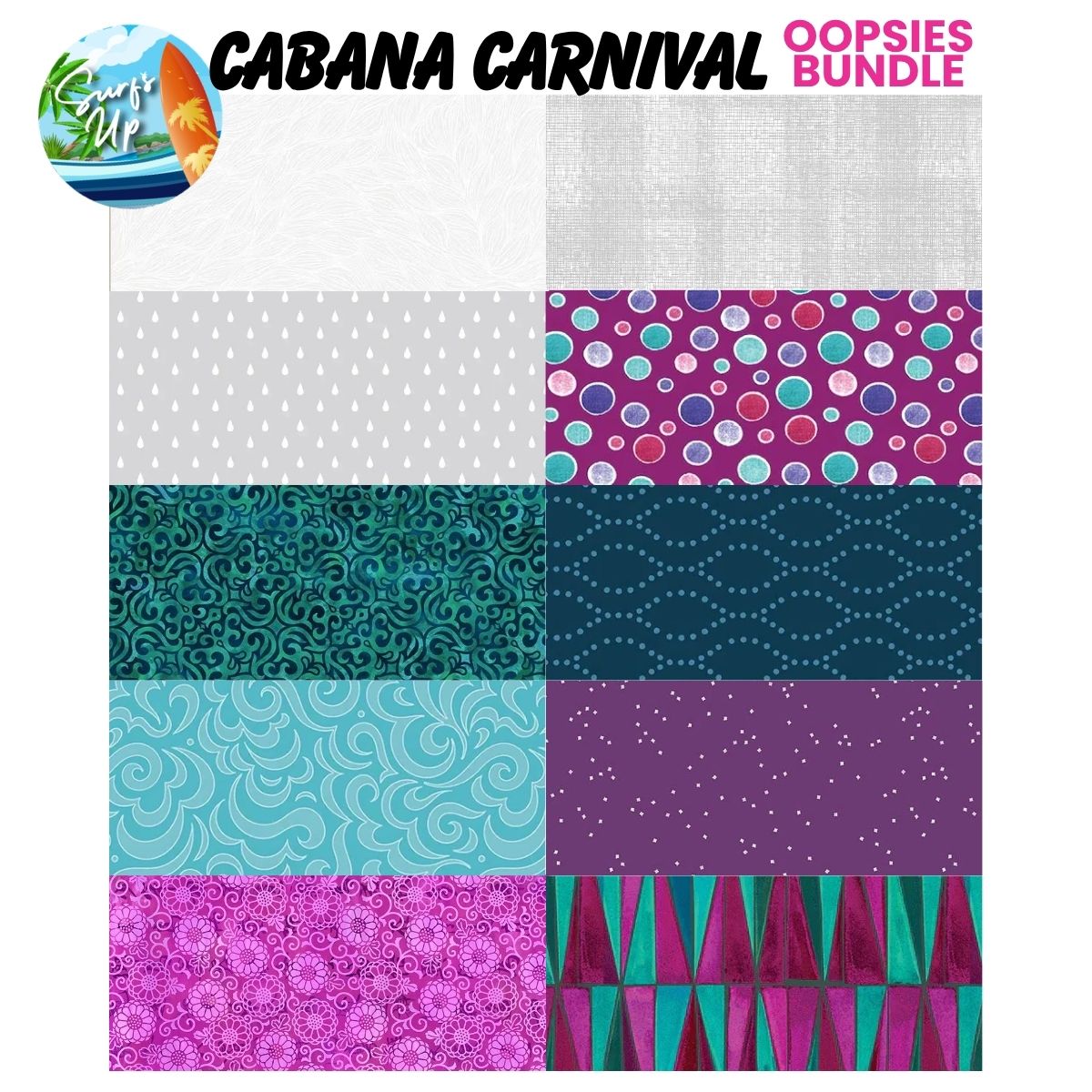 Mystery Five-0 Mega Mystery Cabana Carnival Oopsies! FQ Fabric Bundle
