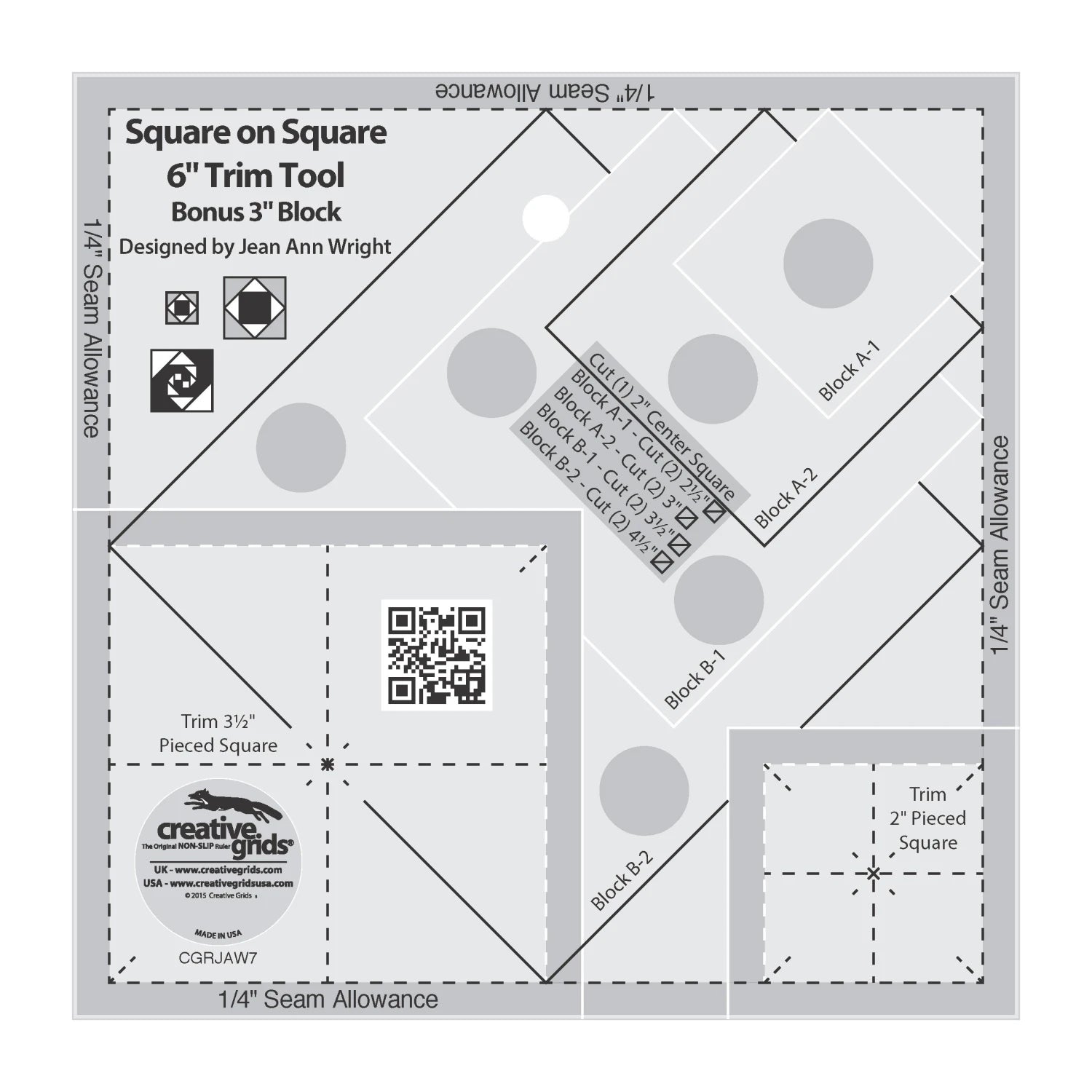 Creative Grids Square on Square 3" & 6" Trim Tool