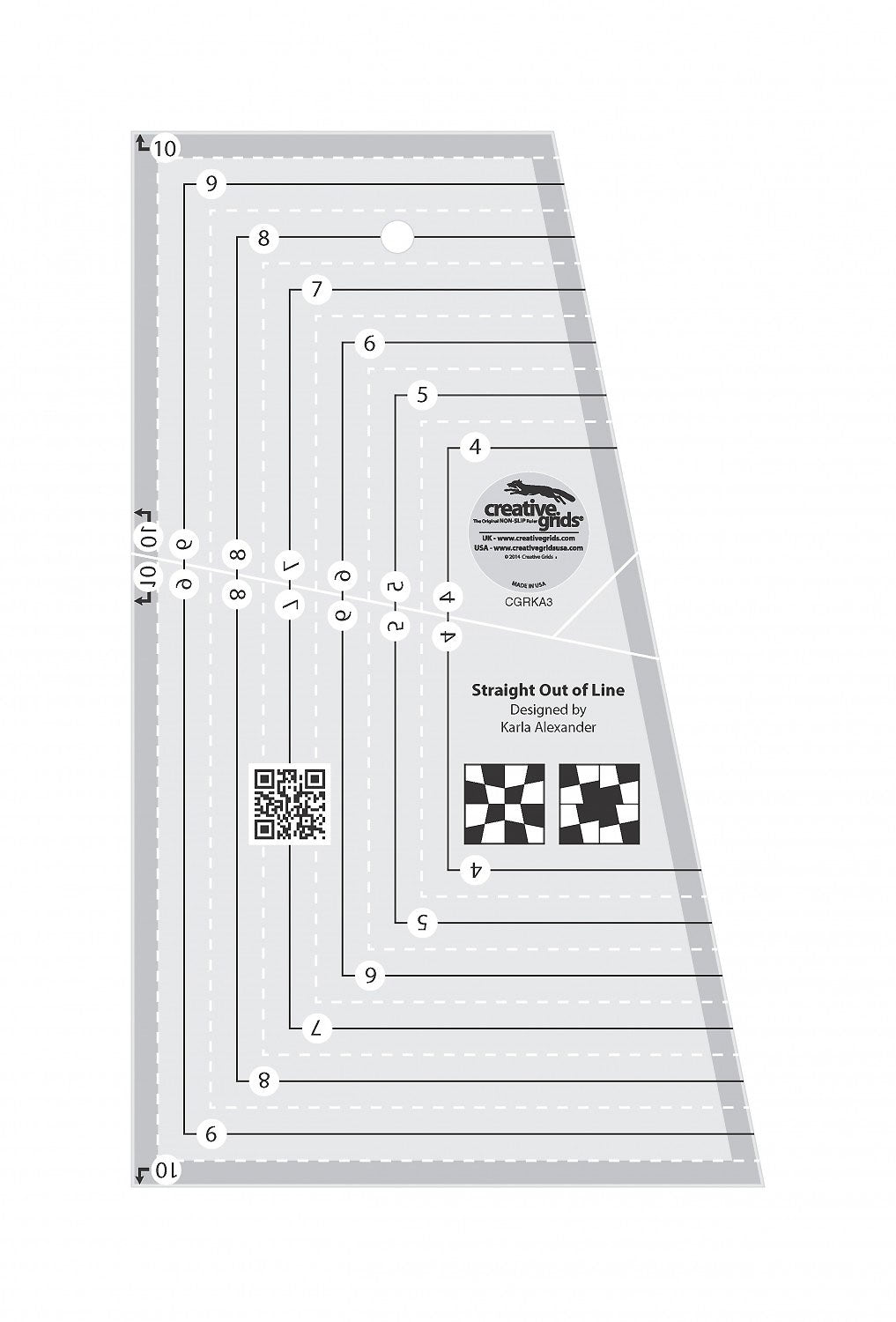 Creative Grids Straight Out Of Line 6in x 10in Quilt Ruler(By Special Order: Read description for full details)