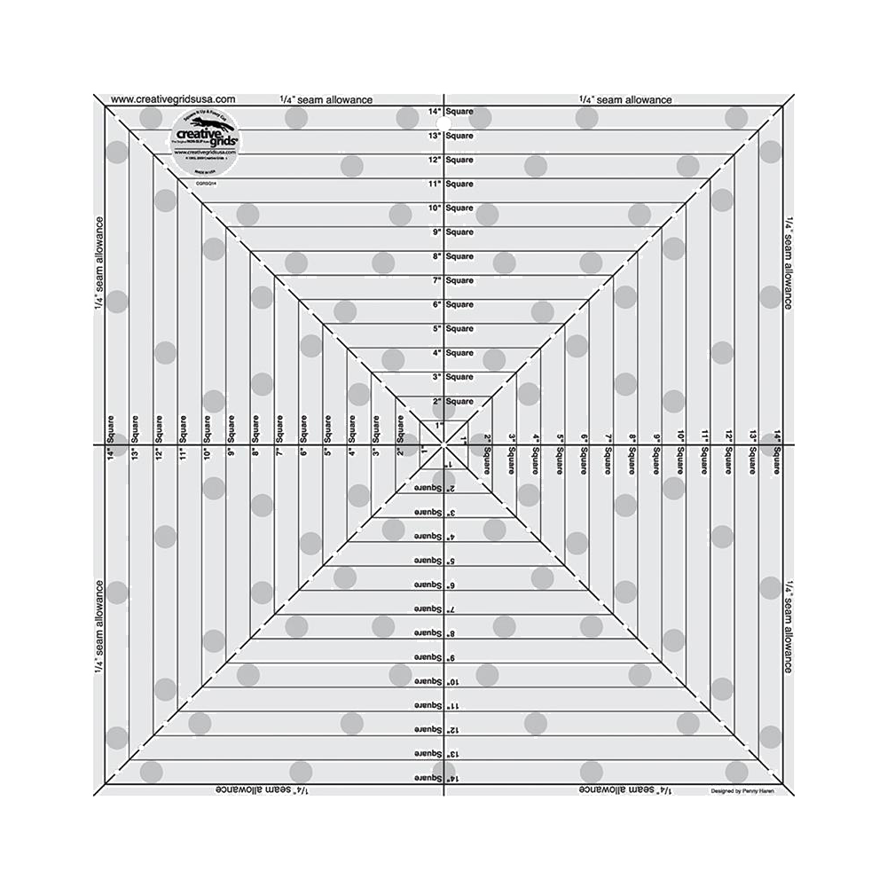 Creative Grids 14.5" Square It Up or Fussy Cut Square Ruler CGRSQ14