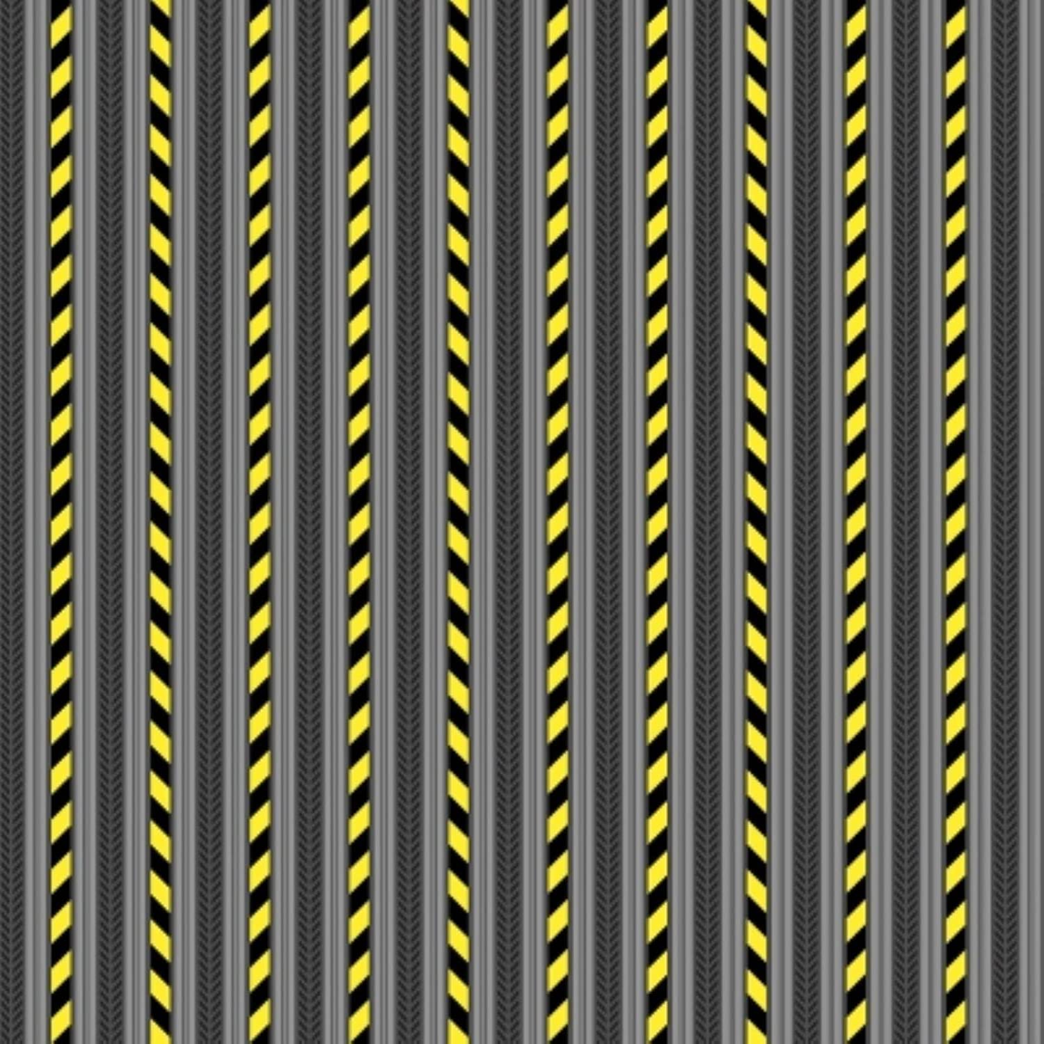 Caution Construction Tire Tracks Stripe Grey Building Dreams Wilmington Prints Cotton Fabric