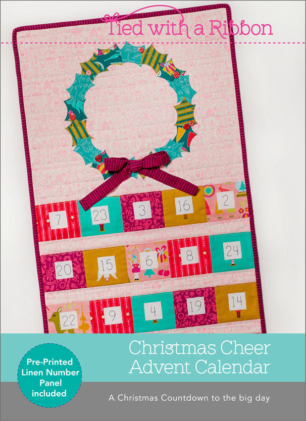 Christmas Cheer Advent Calendar with Linen - Tied With A Ribbon