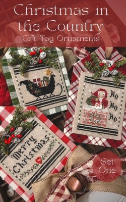 Christmas in the Country Gift Tag Ornaments Set One Cross Stitch Pattern by Annie Beez Folk Art