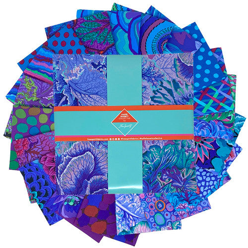 Classics Plus Royal 10" Squares 42pcs Kaffe Fassett Collective Free Spirit Cotton Fabric FS-FB610GP.ROYAL