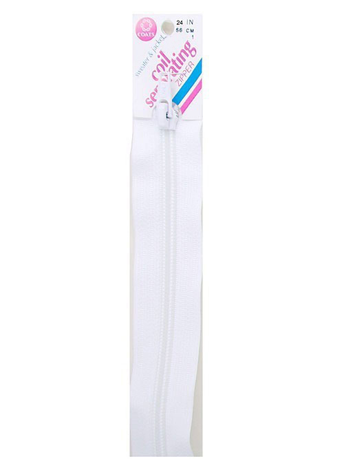 Coil Separating Zipper 22"-White