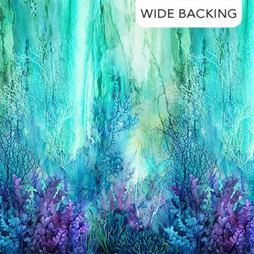 Coral Reef Backing Turquoise Multi quilting cotton fabric | Northcott
