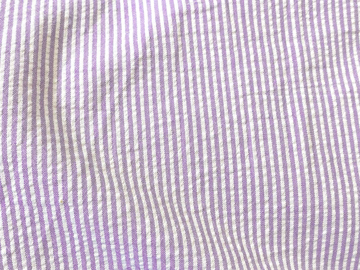 Cotton Seersucker Fabric - Lavender-White Stripe