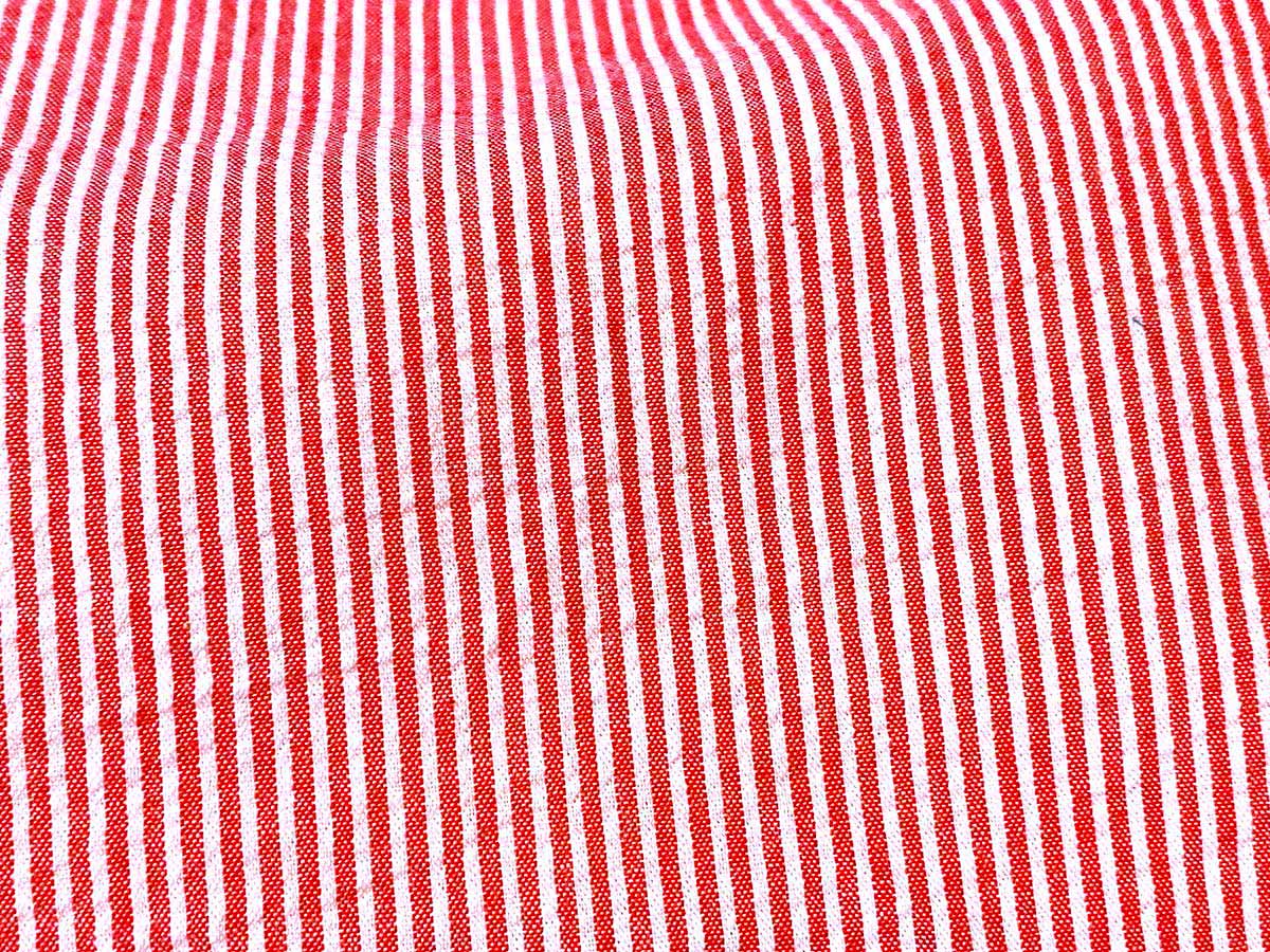 Cotton Seersucker Fabric - Red-White Stripe