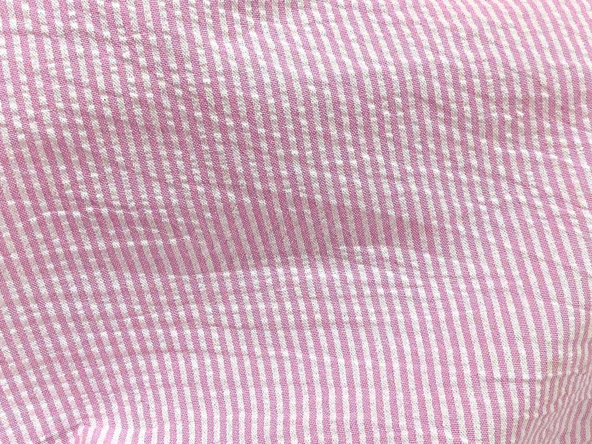 Cotton Seersucker Fabric - Pink-White Stripe