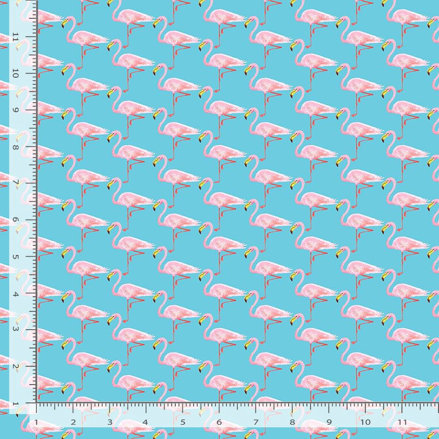 Sidestroke Boogie Cyan Flamingos