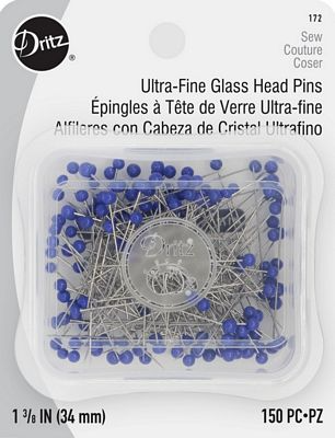 Dritz Ultra-Fine Glass Head Pins - Blue 150ct sz22