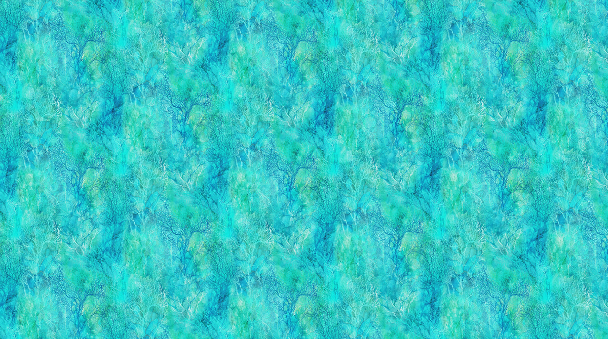 Coral Reef Coral Texture Turquoise Multi quilting cotton fabric | Northcott