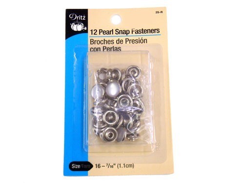 Dritz- Pearl Snap Fasteners, 12 Count 25-R